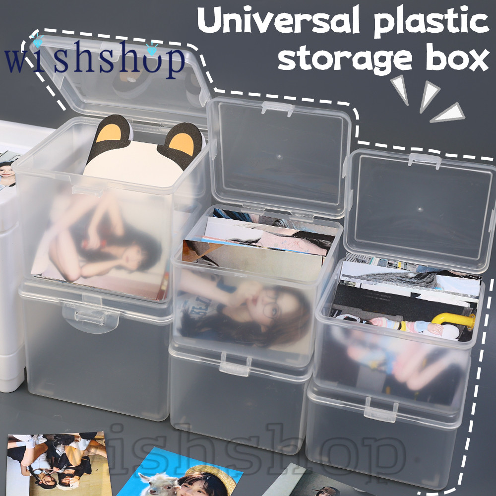 Photocards Storage Caes - กล่องเก็บสี่เหลี่ยม - ที่วางภาชนะสําหรับการ์ดรูปถ่ายไอดอล, สติ๊กเกอร์ DIY - Home Desktop Stationery Organizer - แบบพกพา, โปร่งแสง