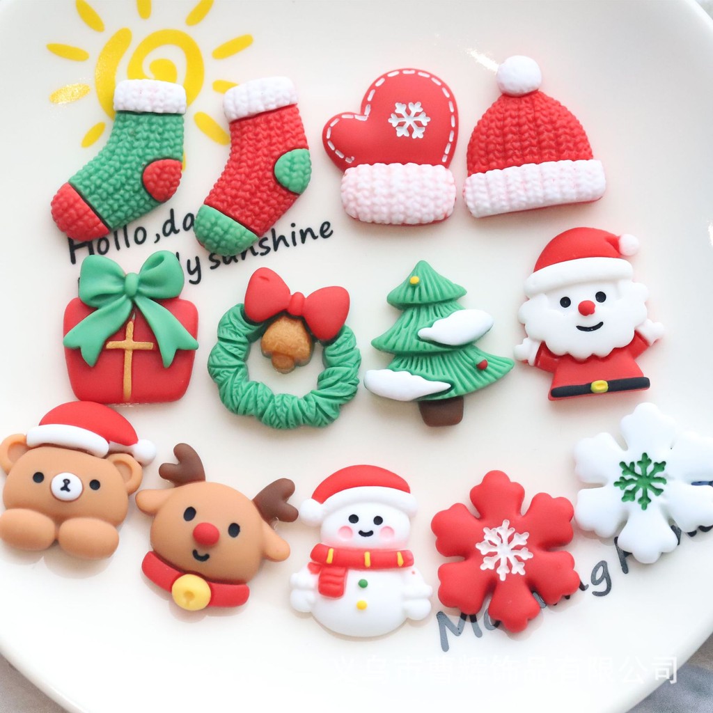 การ์ตูนคริสต์มาส jibitz Christmas Stocking Design Pin Snowman รองเท้า Charms Gingerbread Man ออกแบบ 