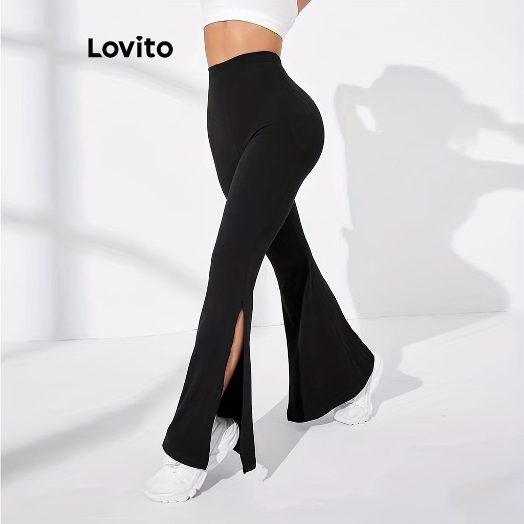 Lovito กางเกงสลิมสีพื้นทรงสปอร์ตสำหรับผู้หญิง LNL85103