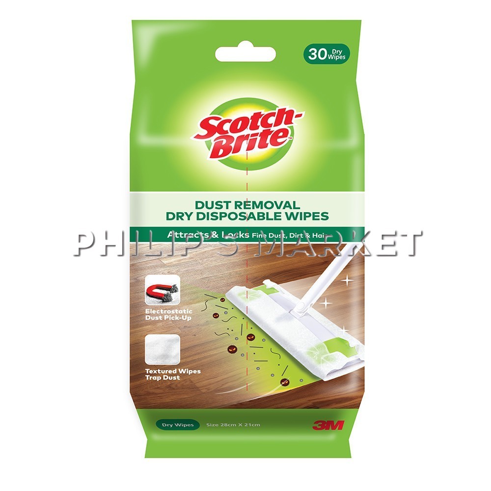 3m Scotch-Brite Easy Sweeper Plus Dry กระดาษกรองแบบใช้แล้วทิ้ง แพ็ค 20 ชิ้น สําหรับไม้ถูพื้น Easy Sw