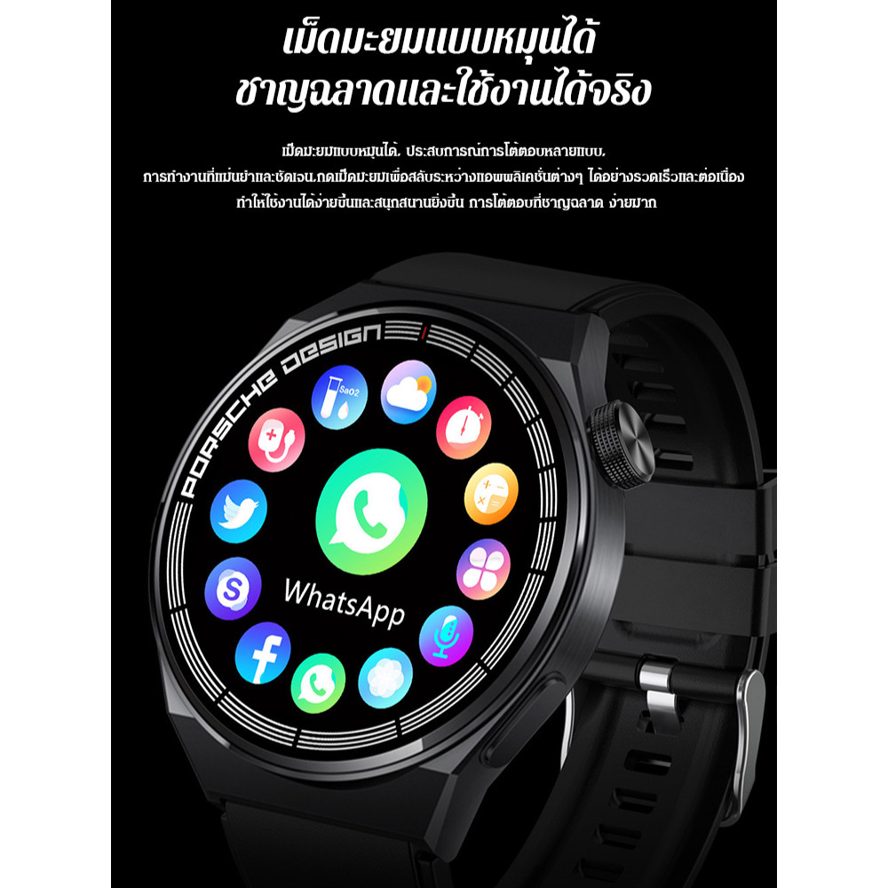 Porsche Watch กันน้ํา Heart Rate Bluetooth Call Ring สําหรับ Apple Huawei Sports Smart Watch