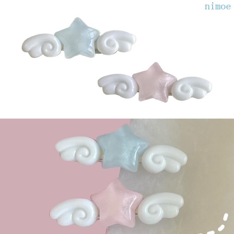 Nio กิ๊บติดผมสาวร้อน Duckbill Star Wing Shape Hair Barrettes สําหรับวัยรุ่นฤดูใบไม้ผลิ