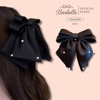 Barbella กิ๊บโบว์ผ้าซาตินประดับไข่มุก โบว์ใหญ่คลาสสิก สไตล์เรียบหรู รุ่น Vivianne (BB039)