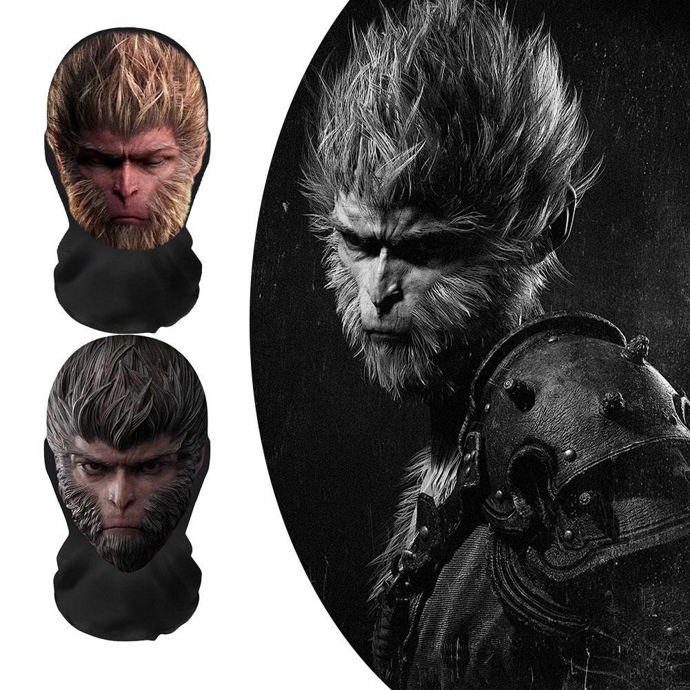 Full Face 3D Mask Balaclava Hat - Black Myth Wukong Face Spoof Trick Hood O2L3