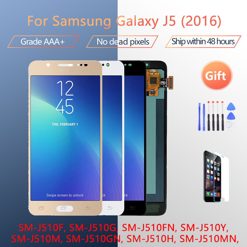 Super AMOLED สําหรับ J510FN J510F J510G J510Y จอแสดงผล LCD Touch Screen Digitizer Assembly J510M สํา