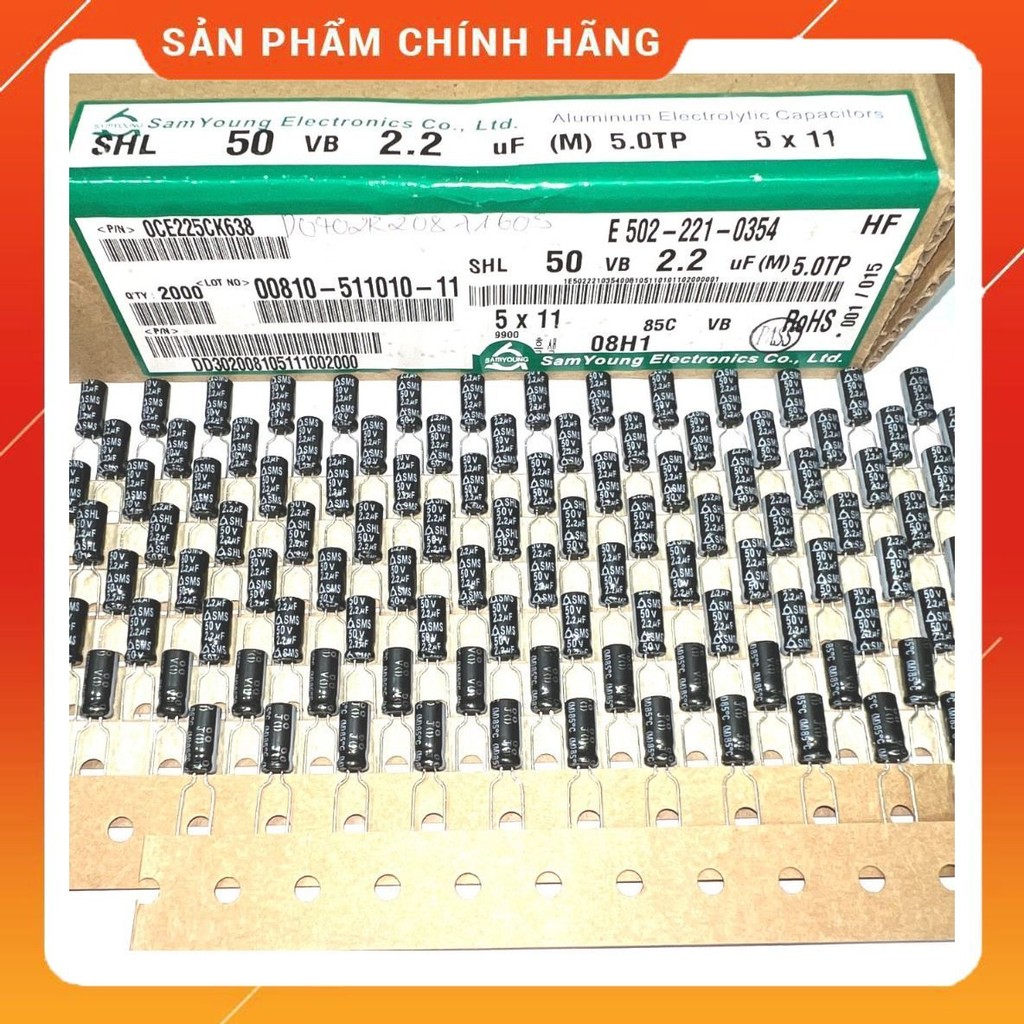 [ 20 ชิ้น ] CAPACITOR 50V 2.2UF ขนาด: 5x11mm SAMYOUNG (50V2.2UF 50V 2.2UF50V )