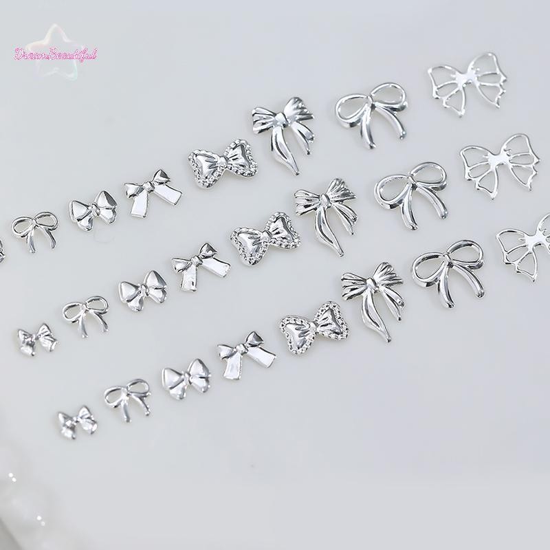<DBFl-t> 50 ชิ้นโลหะBowknotเล็บตกแต่งSilver Goldเล็บCharms DIYเล็บออกแบบเครื่องประดับอุปกรณ์เสริมเครื่องมือใหม่