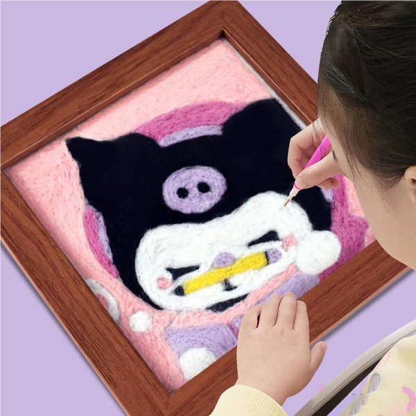 ปักเสื้อ ชุดปักมือ Kumi ขนสัตว์สีม่วง Felt Poke Le เด็กผู้หญิงมูลค่าสูง Handmade diy เด็กวัสดุการผลิ