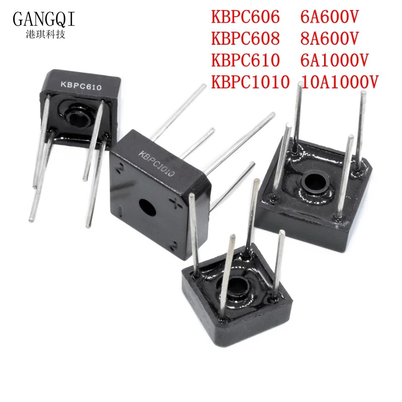 5PCS/LOT KBPC1010 KBPC610 KBPC608 KBPC606 6A 8A 10A 600V 1000V Diode Bridge Rectifier Bridge Pile Sq