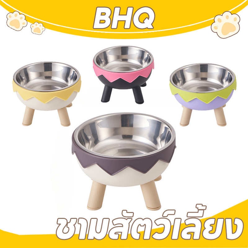 BHQ ชามข้าวหมา 3ชั้น ถาดอาหารแมว ชามสแตนเลส มีขอบยางกันลื่น ชามข้าวหม