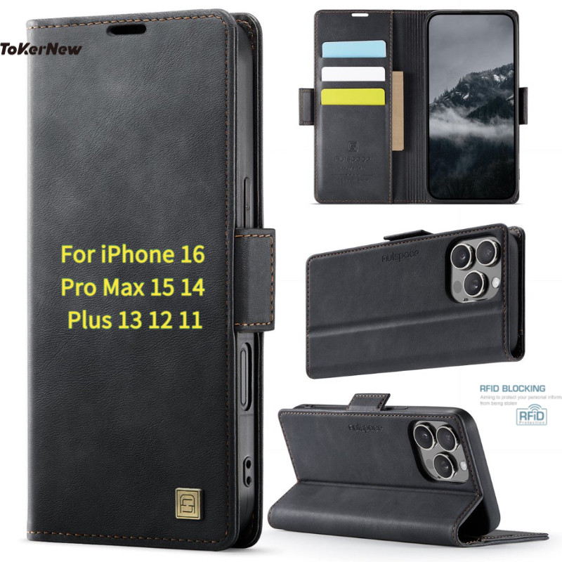 ToKerNew กระเป๋าสตางค์แม่เหล็กสําหรับiPhone 16 Pro Max 15 14 Plus 13 12 11 RFID Blocking Retro PUหนังCradสล็อตผู้ถือ