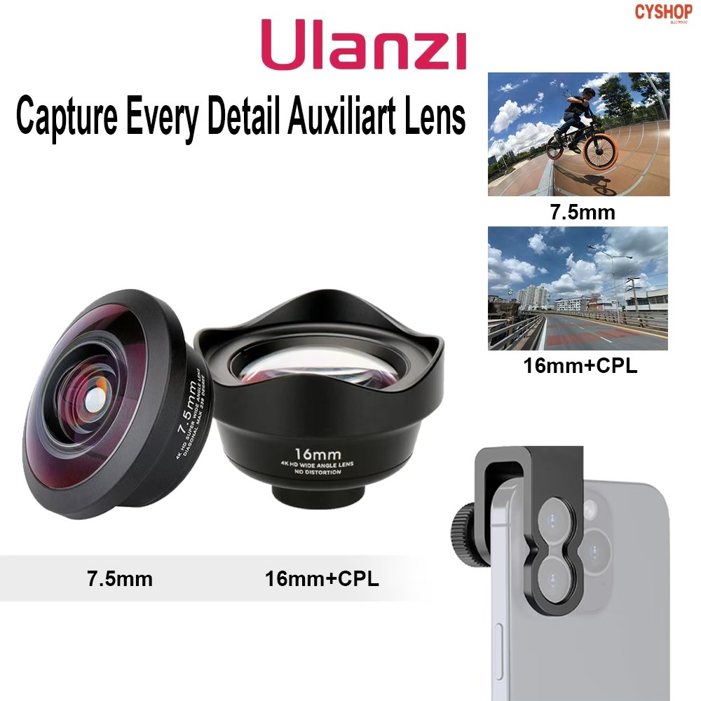 Ulanzi 7.5mm และ 16mm + CPL Capture Every Detail Auxiliart Lens เลนส์เสริมมือถือ ถ่ายมุมกว้าง