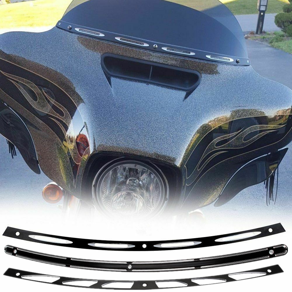 รถจักรยานยนต์ Fairing กระจกกระจก Slot Track Trim สําหรับ Harley Touring Electra Glide FLHX FLHTC FLHTC FLHTCU 96-13