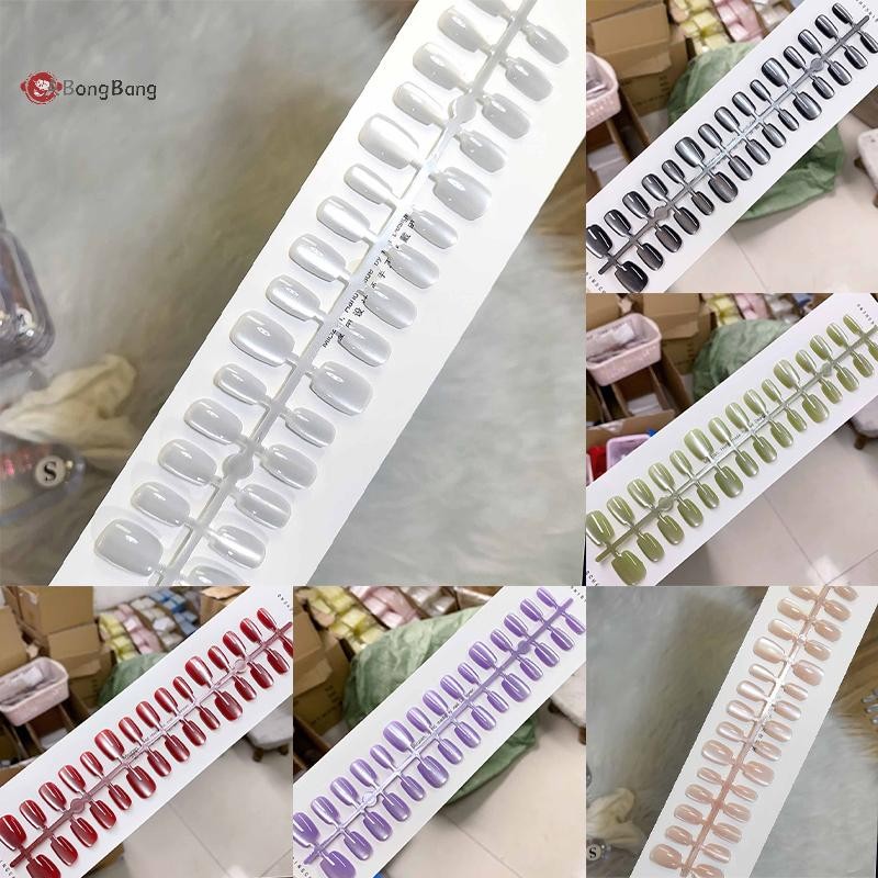 ABongBang 30 ชิ้นขนาดที่แตกต่างกันสั้นกดบนเล็บตาตกแต่งสวมใส่เล็บปลอมเต็มปกเล็บเคล็ดลับศิลปะ