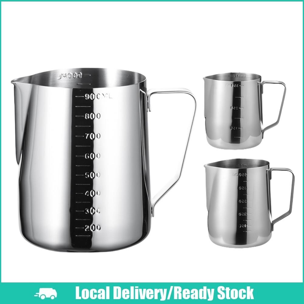 [จัดส่งในพื้นที่] 350/600/900ml กาแฟนม Frothing Pitcher เหยือกสแตนเลสนมนึ่งเหยือก Sharp ปาก Barista Frother เหยือกสําหรับ Latte Art อุปกรณ์กาแฟ