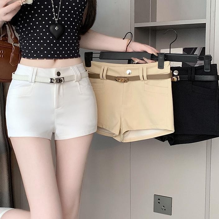 S-2XL กางเกงขาสั้นลำลอง 3 สีสำหรับผู้หญิง หน้าร้อน ทรงเข้ารูป เอวสูง ทรงตรง เหมาะกับสาวๆ