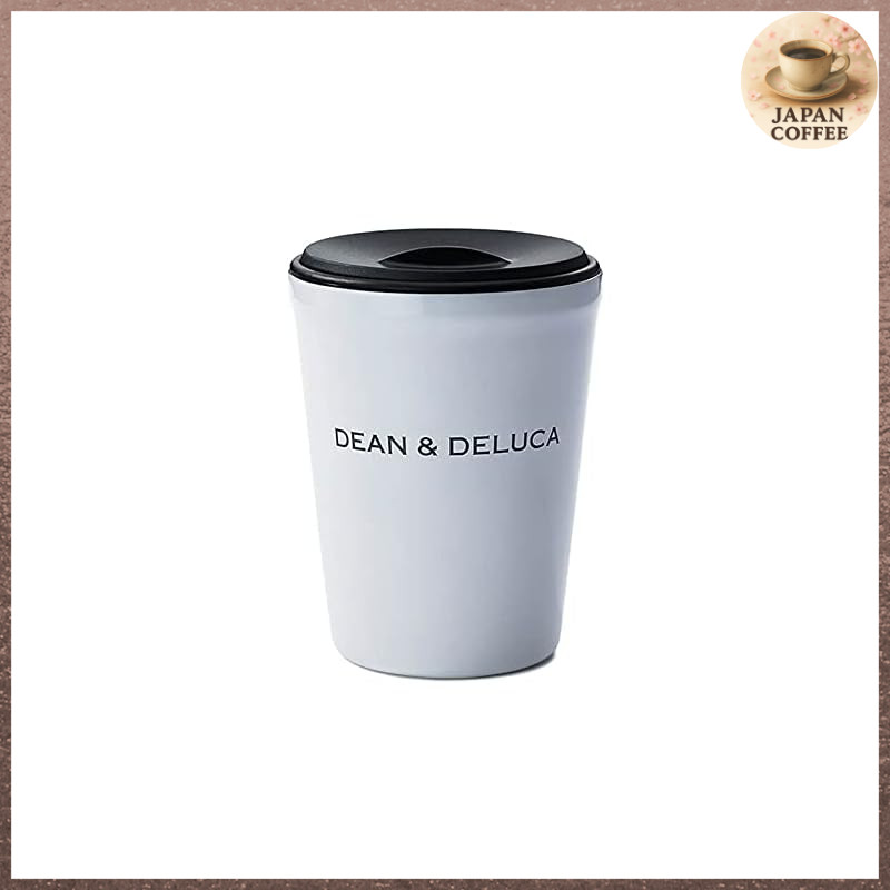 DEAN & DELUCA Stainless Steel Tumbler White 260ml with Lid, Insulated for Hot and Cold, Stainless Steel, Wide Mouth Coffee Cup, 8.5×12.2cm.