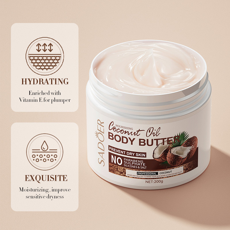 ~~ Coconut Body Butter 200g น้ํามันมะพร้าวให้ความชุ่มชื้นยาวนานกลิ่นหอม Moisturizing Oil Body Lotion