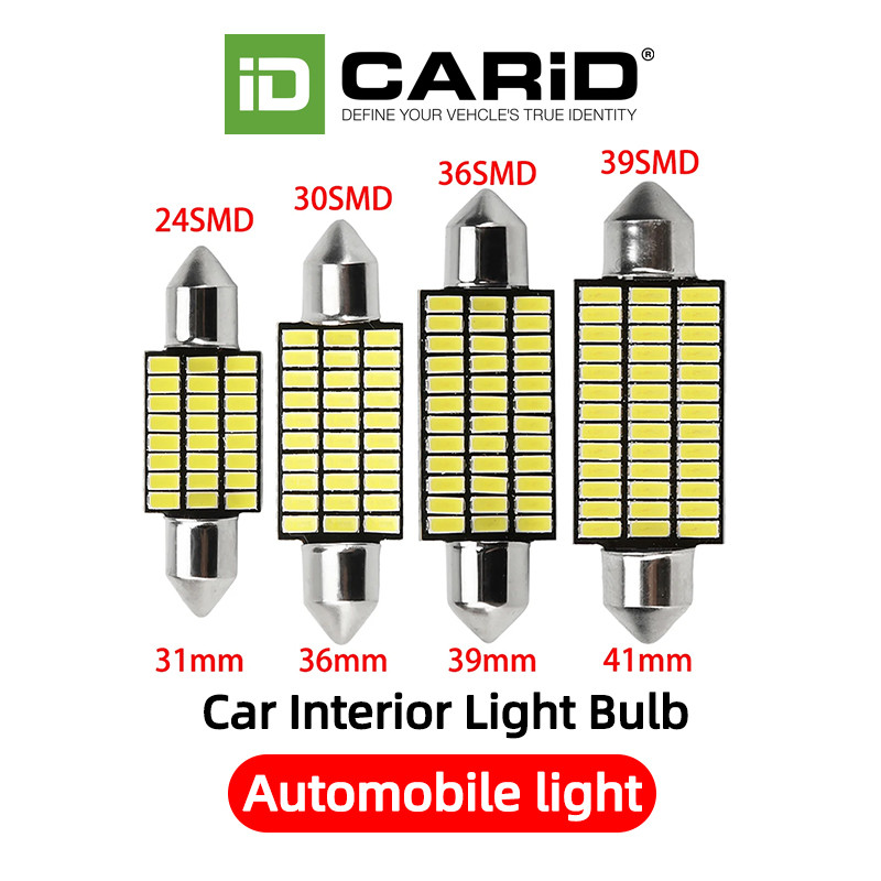 CARiD หลอดไฟ LED Canbus Festoon-31 มม. 36 มม. 39 มม. 41 มม.  ชิปขั้วแคปซูลมีให้เลือก 4014/24-39SMD  