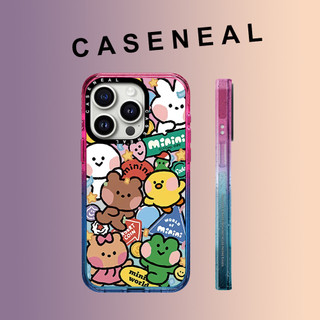 CASENEAL Graffiti สัตว์น้อยน่ารัก Gradient อะคริลิคใสเคสโทรศัพท์สําหรับ iPhone 16 Pro Max 15 Plus 14 ProMax 13 12Pro โทรศัพท์กันกระแทกขอบนุ่มฮาร์ดป้องกันกรณี
