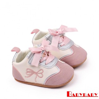 Bab-Baby Girls Soft Sole เย็บปักถักร้อยโบว์รองเท้าผ้าใบลื่นส…