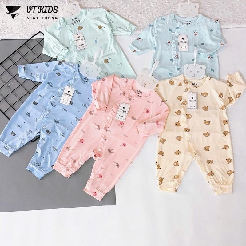 VTkids ชุดบอดี้สูทชิ้นเดียวแบบยาวทําจากยางยืดสีสุดเท่สําหรับเด็กทารก 0-9m VT.BLTD256