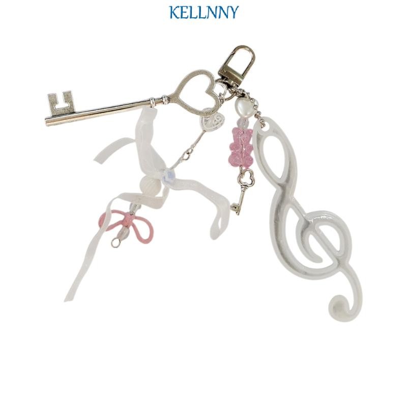 Kelln เรซิ่น Bowknot หมายเหตุพวงกุญแจ Creative Key เครื่องประดับกระเป๋าจี้เหมาะสําหรับผู้ใหญ่และผู้ที่ชื่นชอบเพลง P