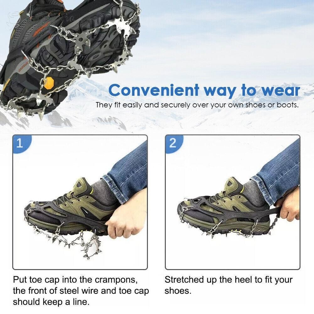 SUNBIXIA Grip Boots Chain 10 ฟัน Hikin Cleats Grippers Mountaineering Crampons