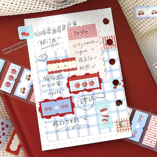 Cdaily 30 มม.×3 ม. เทปวาชิไดคัทเขียนได้ ลายตารางและน้ำชายามบ่าย สติ๊กเกอร์ตกแต่งสมุด แพลนเนอร์ สแครปบุ๊ก DIY
