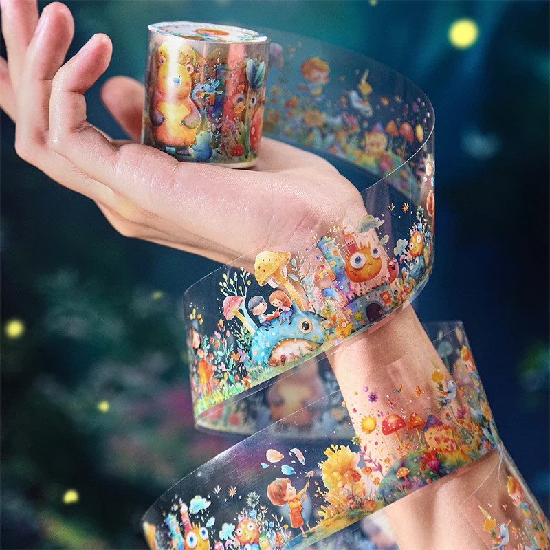 Journal GO 4x200 ซม.แปลก Fairytale World PET เทป Collage วัสดุ DIY ปฏิทินการ์ดอวยพรกรอบรูป Scrapbook