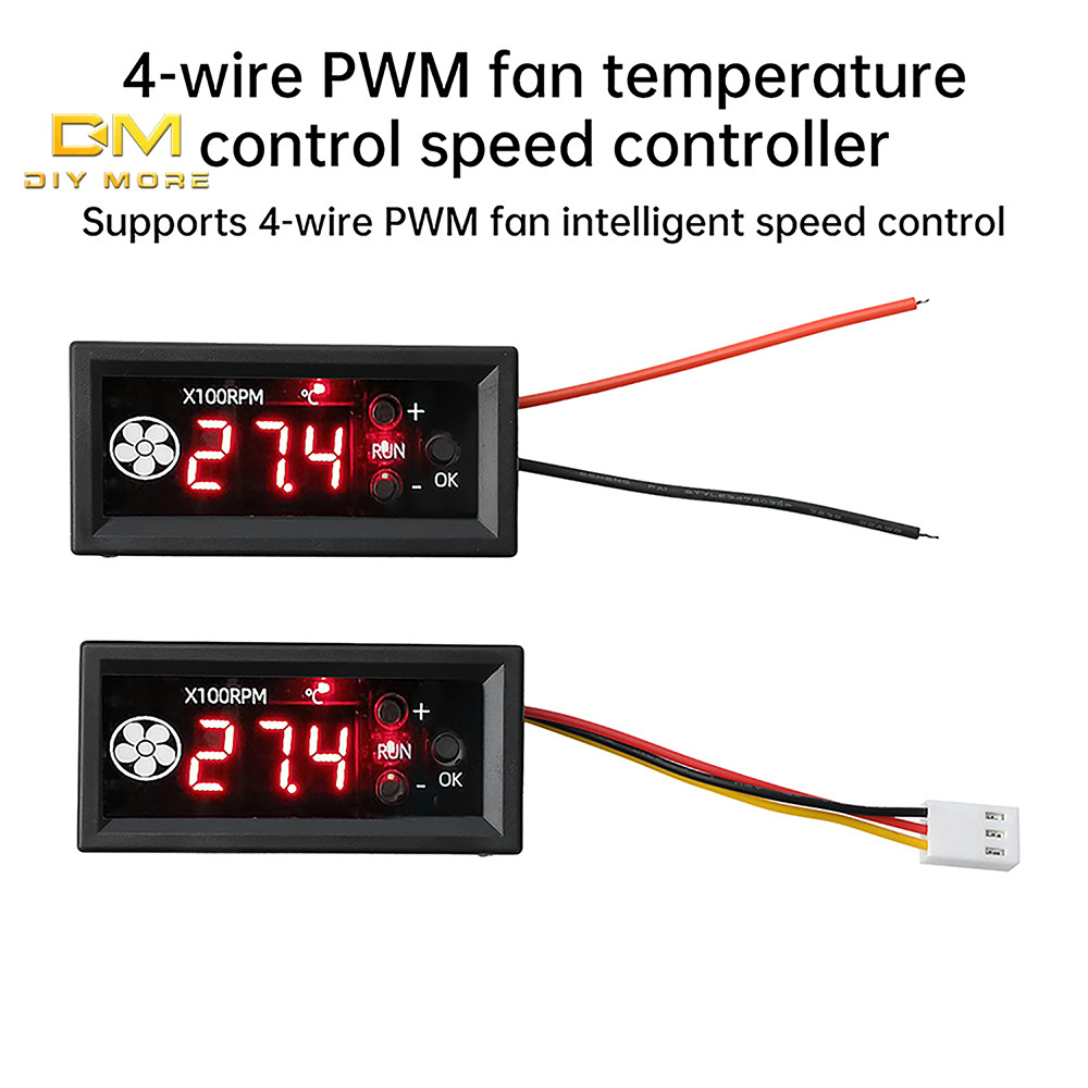 DIYMORE 4 สาย PWM พัดลมควบคุมอุณหภูมิควบคุมความเร็ว 12V3A จอแสดงผลดิจิตอลอุณหภูมิความเร็วแชสซีลดเสียงรบกวนอุณหภูมิต่ําปิด