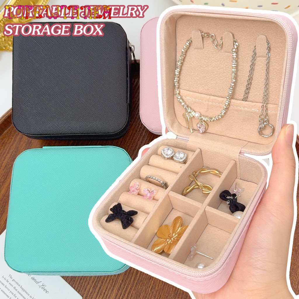 [INFASHION]ที่เก็บกล่องเครื่องประดับหลายช่อง,เคสเก็บของ PU กันฝุ่นพร้อมภายในแบบนุ่ม,ดีไซน์แบบพกพาสําหรับใช้ในบ้าน/เดินทาง
