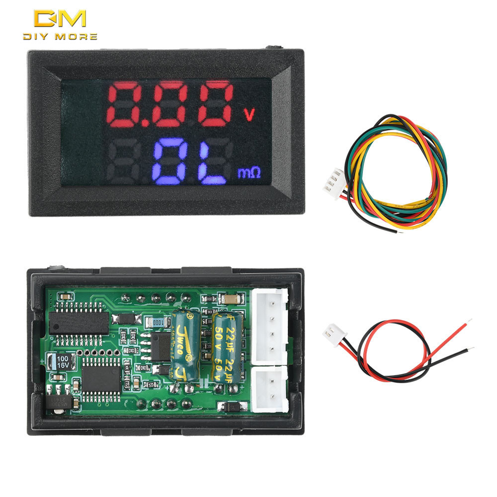 DIYMORE DC 4-12V VR452 เครื่องทดสอบความต้านทานภายใน 0.56 นิ้วคู่ดิจิตอลจอแสดงผลแบตเตอรี่แรงดันไฟฟ้าเ
