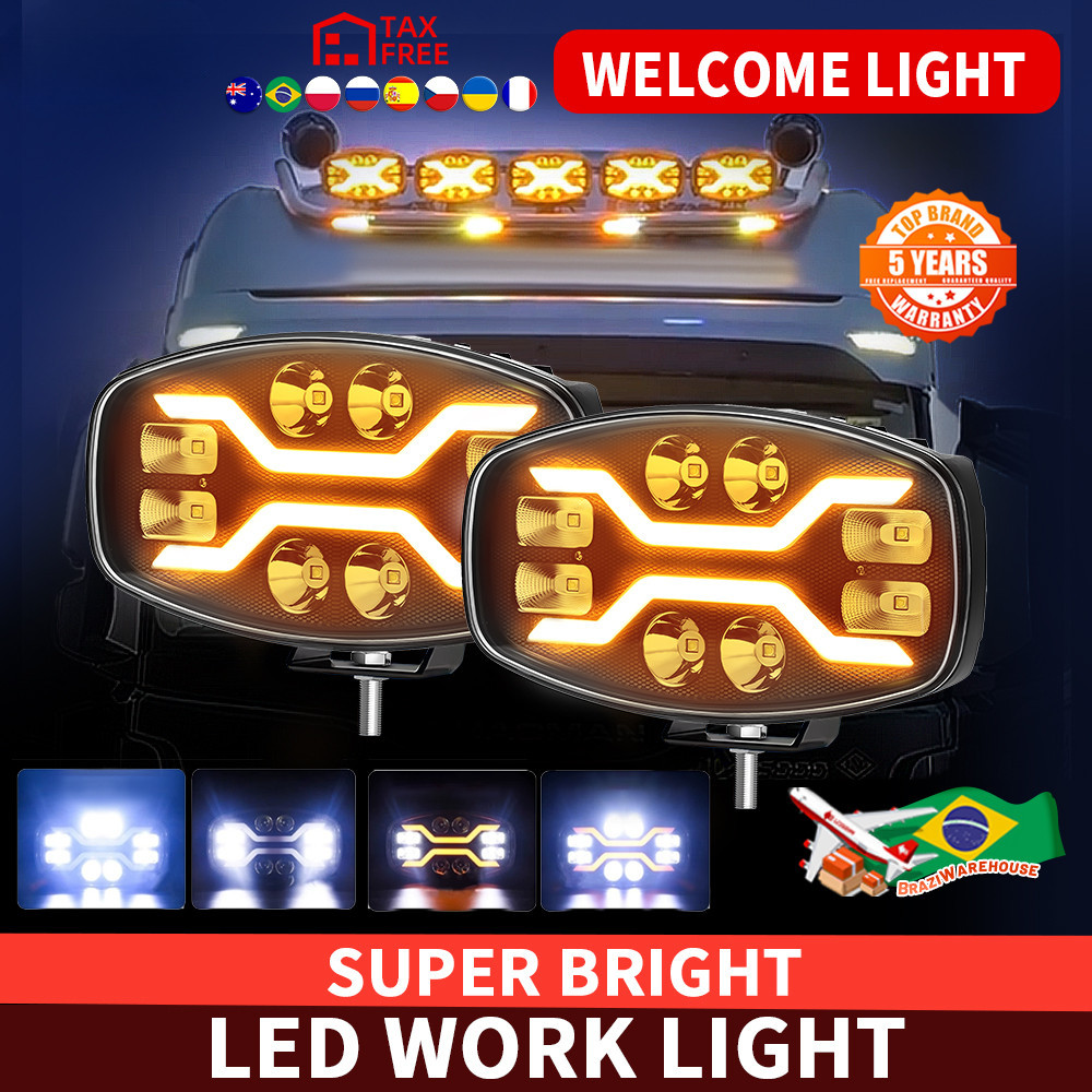 สปอร์ตไลท์รถบรรทุก 10INCH LORI Jumbo 360000LM 6000K FULL LED Amber DRL เสริมหมอกรถ 4X4 TRAILER Lorry