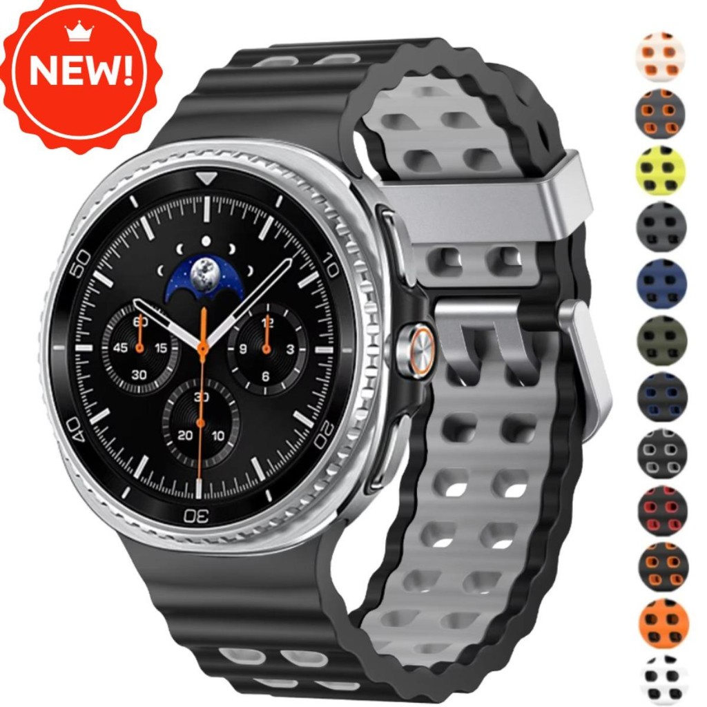 สายทูโทน Samsung Galaxy Watch 8 Classic 46MM ซิลิโคนสร้อยข้อมือกีฬาสําหรับ Galaxy 8 40 มม.44 มม.สายนาฬิกา – โปรปัง