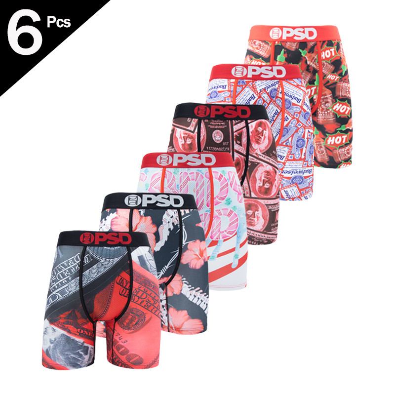 ชุดชั้นในสำหรับผู้ชายแบบเซ็กซี่ 6 ชิ้น กางเกงนักมวยตาข่ายระบายอากาศ ออกแบบพิมพ์สวยงาม - รูปที่ 4