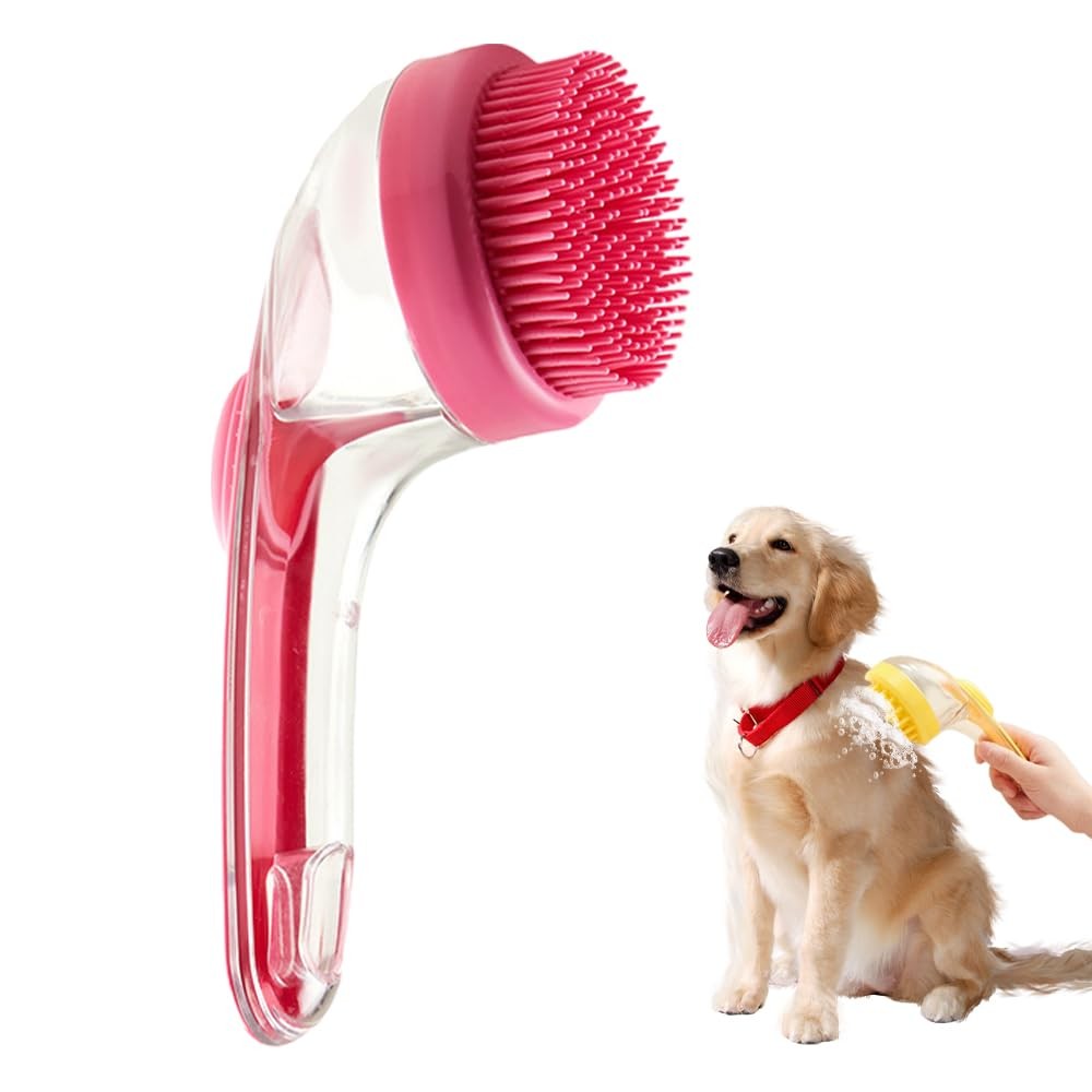แปรงอาบน้ำสัตว์เลี้ยง Pet Bath Brush พร้อมช่องใส่แชมพู สำหรับสุนัข แมว และนวดตัว