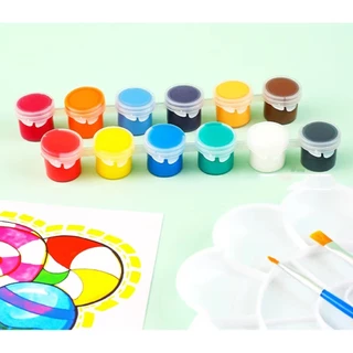 COZII ชุดสีอคิลิค 6/8/12 สี ขนาดเล็ก พร้อมพู่กันและแปรง ระบายสี ปูนปั้น ภาพวาด เพนท์แก้ว ชุดเดียวจบพร้อมสร้างผลงาน