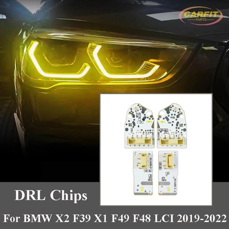 Lemon Yellow Angel Eyes DRL บอร์ดสําหรับ BMW X2 F39 X1 F49 F48 LCI 2019-2022 LED ไฟหน้า DRL โมดูลไฟว
