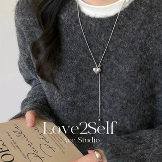 Love2selfX133 แฟชั่นรูปหัวใจผู้หญิงสร้อยคอจี้ Choker สแตนเลส Non Tarnish 70 ซม.ยาวดึงปรับสร้อยคอ
