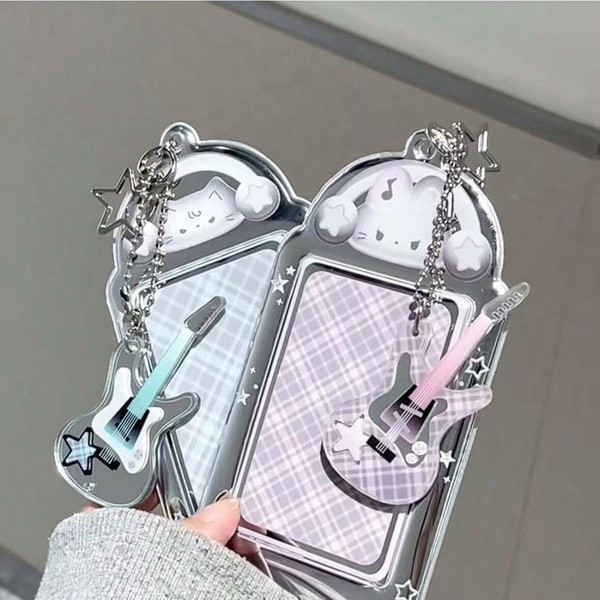 Silver rock bass ลูกแมวน่ารัก 3 นิ้วผู้ถือบัตร PVC ไอดอลนักเรียน photo Card storage case kpop