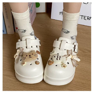 การ์ตูนน่ารัก Bowknot แมวปลาหญิงฤดูร้อนสวมใส่ด้านนอก Baotou รองเท้าแตะรองเท้าแตะ EVA หนา Soled Anti-Slip