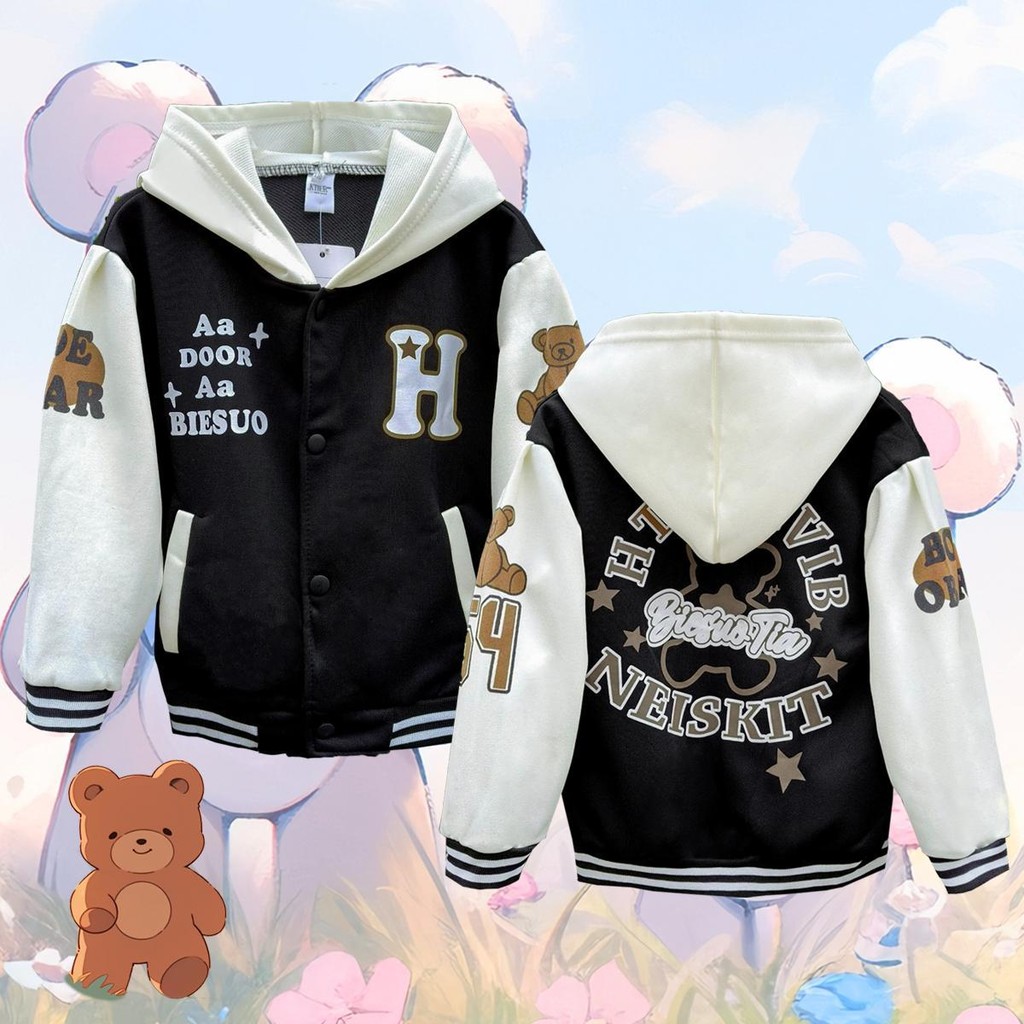 PINKเสื้อคลุมเด็กแขนยาว สกรีนลาย กันลม กันแดด กันหนาว เด็กหญิงเด็กชายใส่ได้