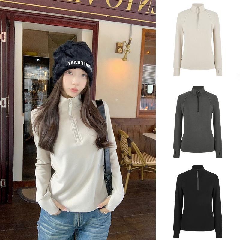 MOESSQUEEN of Mercy ครึ่ง-upper กีฬา คอปกสูง ซิป สไตล์เซ็กซี่ สำหรับฤดูใบไม้ร่วงและฤดูหนาว 2025 #62359