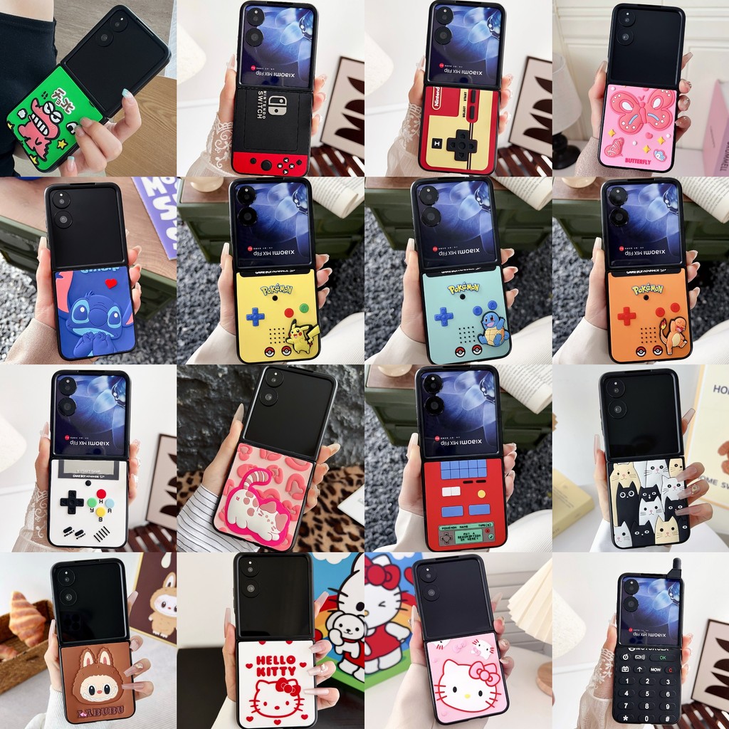 2025 ใหม่สําหรับ Xiaomi MIX Flip 2 เคสโทรศัพท์มือถือ HONOR Magic V Flip case น่ารักการ์ตูน Pokémon family 3D การสร้างแบบจําลอง PC เคสแข็งป้องกันการล่มสลาย