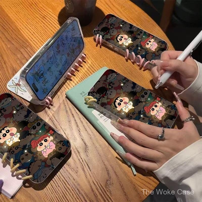 เคสโทรศัพท์ดีไซน์แบบฝาพับ รูปทรงหนังสือน่ารัก สําหรับ Samsung S24FE/A55/S22Ultra/A56 สําหรับ iPhone 11-16promax ป้องกันเครยอนชินจัง - รูปที่ 3