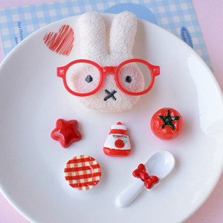 6 ชิ้นน่ารักแว่นตากระต่ายกระต่ายรองเท้า Charms อุปกรณ์เสริมส…