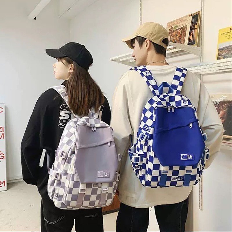 จัดส่งตลอด 24 ชั่วโมงสนับสนุน COD ตารางหมากรุกที่เรียบง่ายแนวโน้มมูลค่าสูงกระเป๋าสะพายคู่นักเรียนความจุสูง