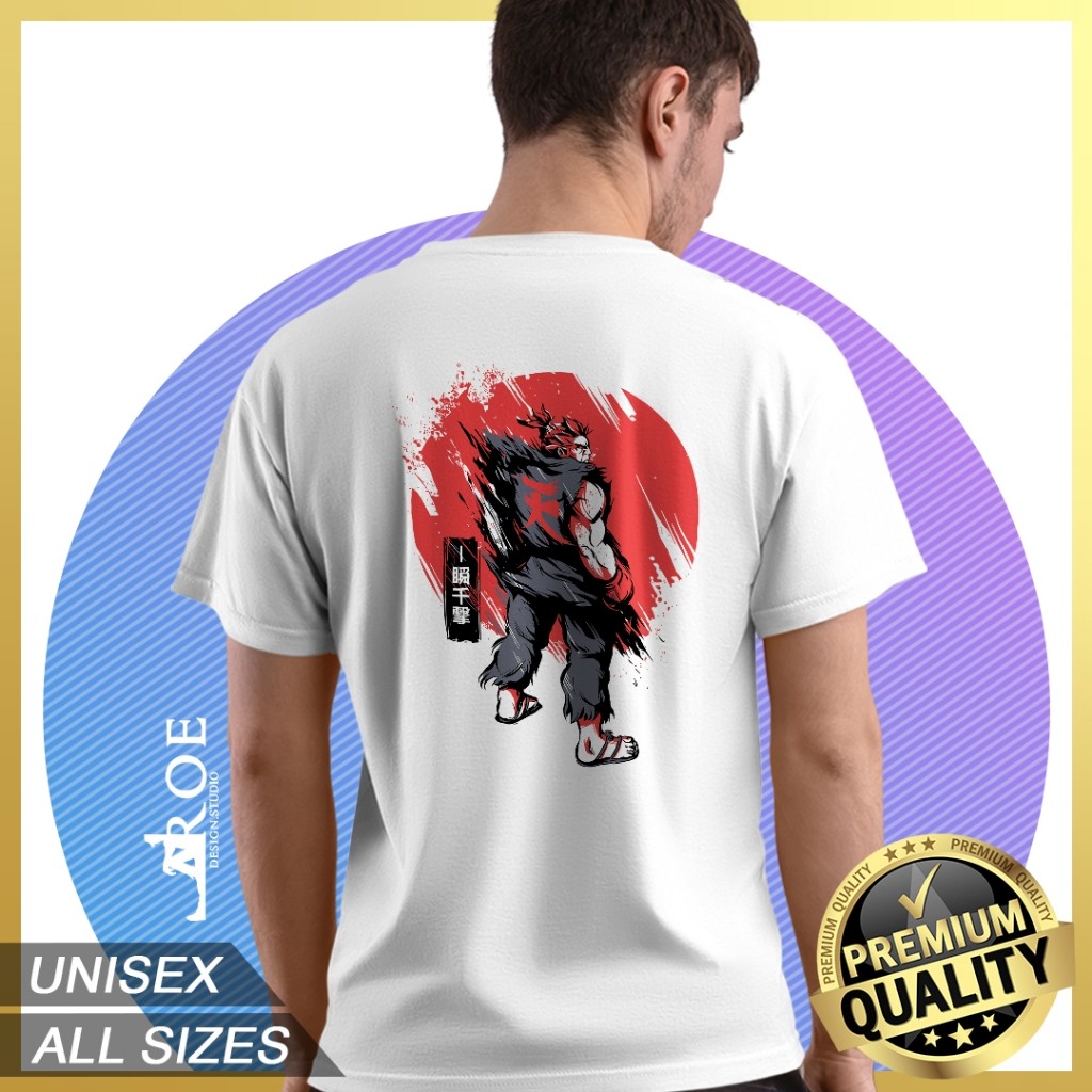 Baju Tshirt AKUMA STREET FIGHTER Unisex Lelaki Perempuan + พลัสไซส์