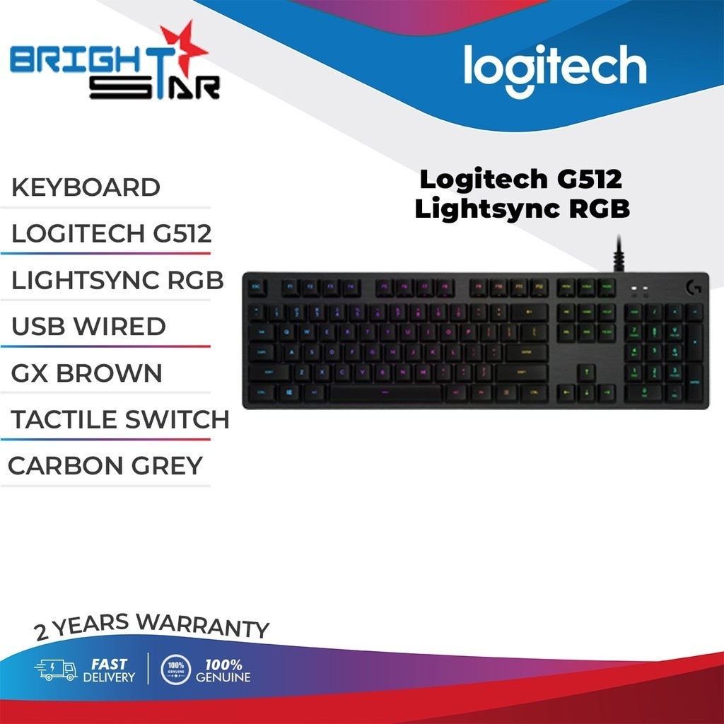 LOGITECH G512 Carbon Lightync RGB Mechanical Gaming Keyboard ( GX Blue Clicky / Brown Tactile / Red 